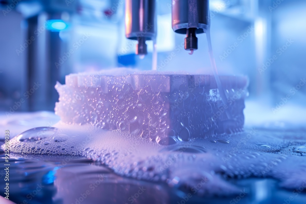 Poster aerogel insulation testing in laboratory illuminating unique properties and lightweight structure