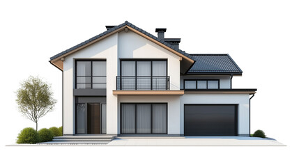 Modern House Isolated on Transparent Background PNG
