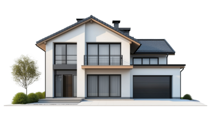 Modern House Isolated on Transparent Background PNG
