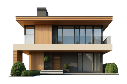 Modern House Isolated on Transparent Background PNG
