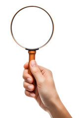 Hand Holding Magnifier Isolated on Transparent Background PNG
