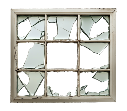 Broken Window Glass Isolated on Transparent Background PNG
