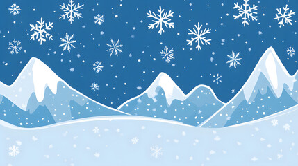 a simple backround with winter theme. Snowflakes and mountains
