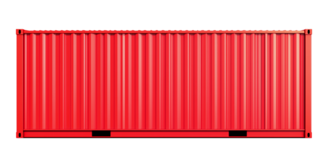 Red Shipping Container Side View Isolated on Transparent Background PNG

