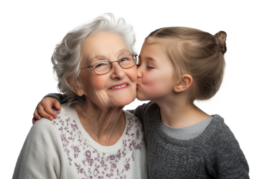 Grandchild Girl Kid Love Grandmother Isolated on Transparent Background PNG
