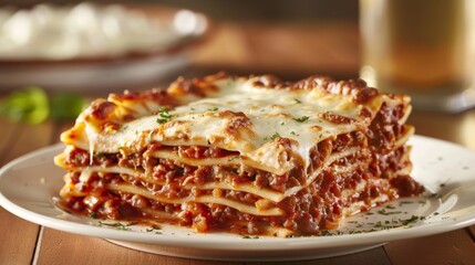 Delicious Homemade Italian Lasagna on a Plate