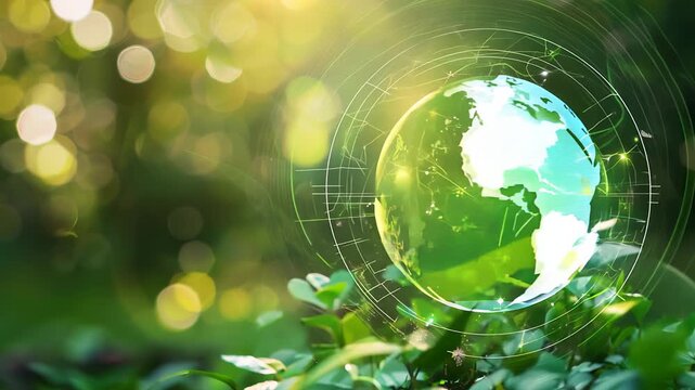 Environment World Earth Day, Green Earth with Environment icons. Saving the environment, and environmentally sustainable, Environmental technology