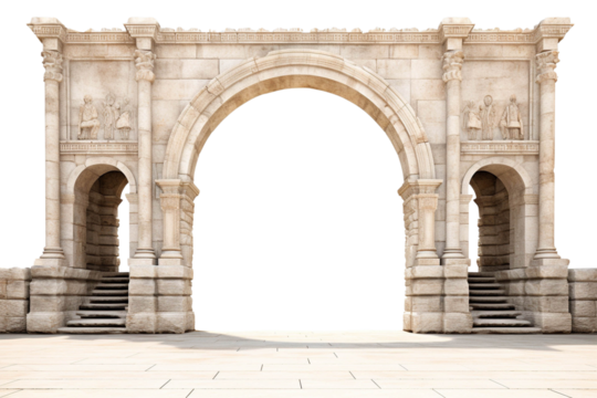 A majestic stone archway with intricate carvings, symbolizing strength and history, perfect for architectural photography.