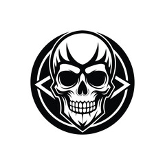 vintage skull vector art silhouette illustration logo black and white