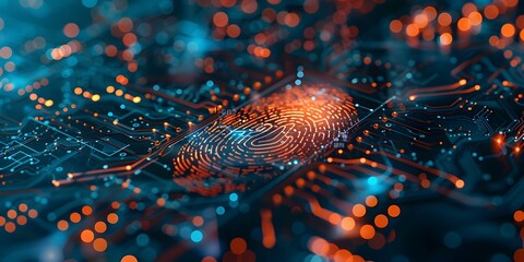 Secure Biometric Access Authentication on Circuit Board Background