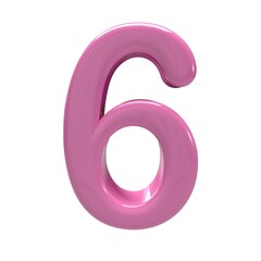 3d  6 number pink alpha design  - 1