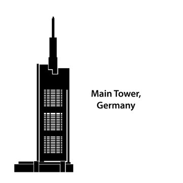 Web Modern Main Tower Frankfurt Skyline - Urban Architecture Vector in Germany