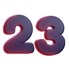 3d  23 number red  design  - 1