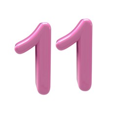 3d  11 number pink alpha design  - 1