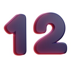 3d 12 number logo design  - 1