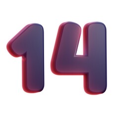 3d 14 number logo design  - 1