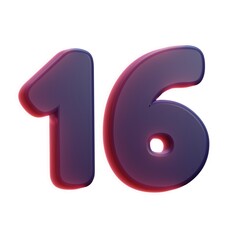 3d 16 number logo design  - 1