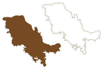 Vessolande or Vesso island (Republic of Finland) map vector illustration, scribble sketch Vessölande or Vessö  map