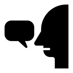 speaking, speak, speech, talk, communications, human communication, verbal communication, human voice solid or glyph icon