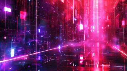 Obraz premium Cyberpunk-inspired background with neon grids.