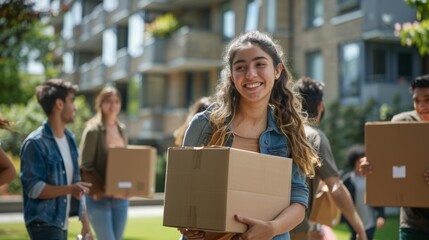 College Students Moving Into a New Apartment Complex in Summer