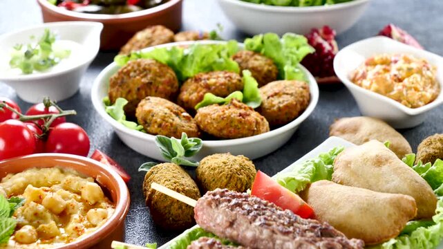 assorted middle eastern and arabic dishes, lebanese food