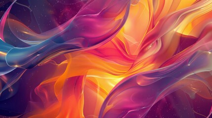 Fluid organic forms with vibrant color palette.