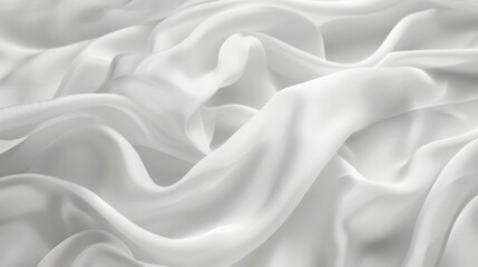 Obraz premium Gentle waves in a white fabric, creating a smooth, abstract background that exudes simplicity and elegance.