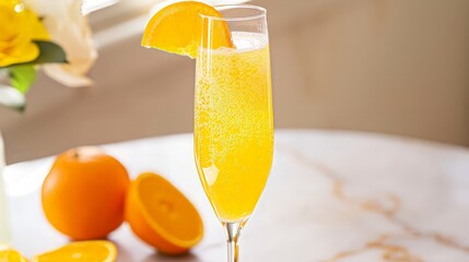 Mimosa Cocktail with Orange Garnish