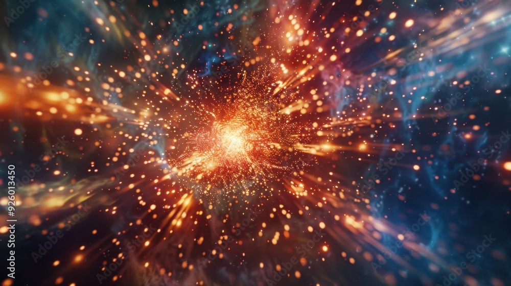 Poster particle effects with depth and perspective.