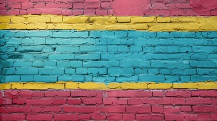 Fototapeta premium Painted brick wall with bold color.