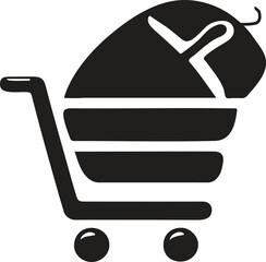 A creative logo about online business with mouse and cart