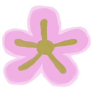 Beautiful Sakura Flower Crayon Texture Transparent Background