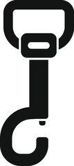 Black silhouette of a carabiner, essential equipment for mountaineering and climbing activities