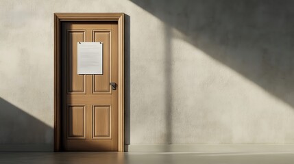Eviction notice on a door, sign of economic struggle, 3D illustration