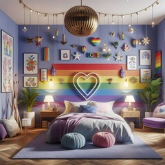 Rainbow Bedroom with LGBTQ+ Pride Decor