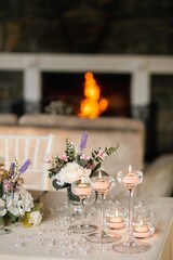 Elegant Table Setting with Floating Candles