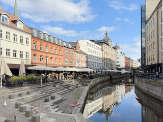 Walking along the street in Aarhus, Denmark