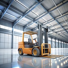 Naklejka premium Forklift indoors in a warehouse with boxes Neural network AI generated art