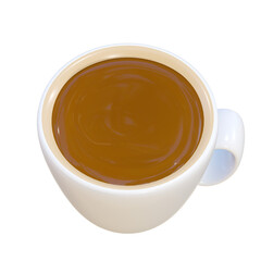 Coffee cup top view on white background.