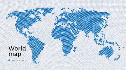 World Map with Shown in a blue Mosaic Pattern  © Владимир Тюрин