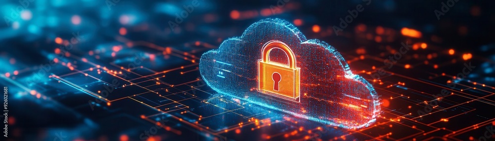 Aufkleber a digital representation of cloud security with a lock symbol, showcasing advanced technology for da