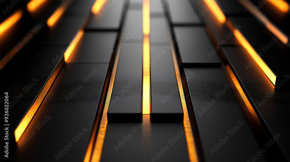 Aufkleber sleek and modern abstract design featuring glowing orange lines set within a dark metallic grid patt