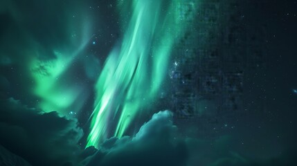 Fototapeta premium Aurora Borealis Lights Up The Night Sky