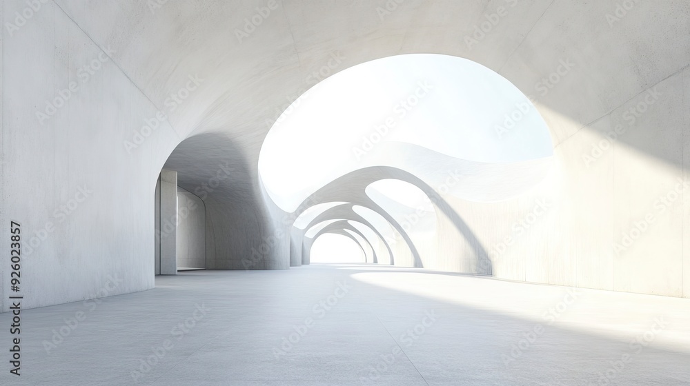 Poster empty minimal abstract architecture building interior or exterior concrete design with open space fl