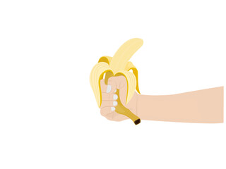 banana top view on white background.