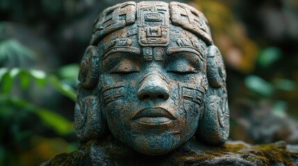 Ancient Mayan Head Statue