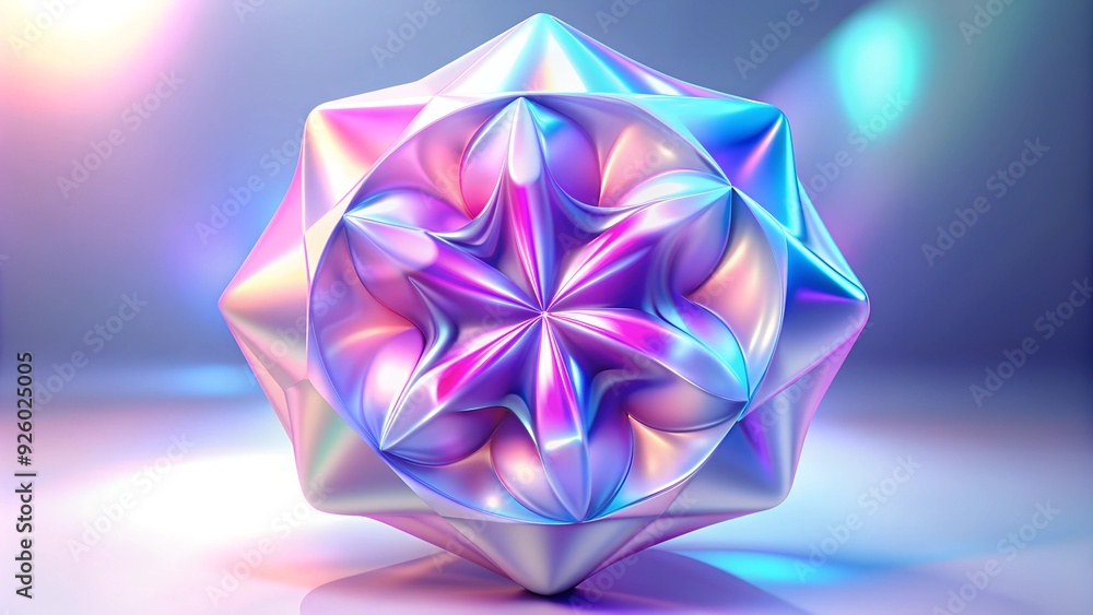 Poster a colorful cube with a flower design holo abstract 3d shape