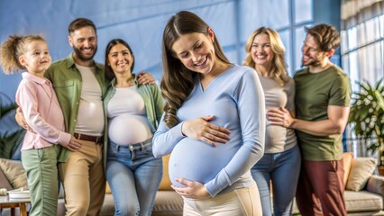 Obraz premium happy smiling mother woman hugging and smiling