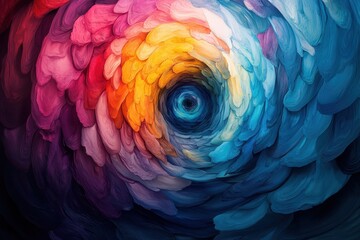 Obraz premium Whirlwind of Thoughts - Surreal Abstract Concept of Chaotic Mind with Colorful Vortex, Selective Focus